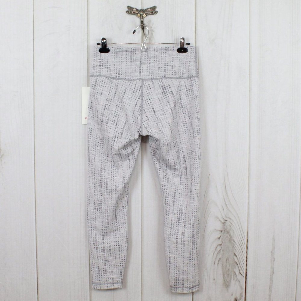 Lululemon Wunder Under HR Tight 25" Roll Down Gray White Yoga Leggings Size 10 - Picture 7 of 9